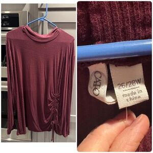 Cato Women's Wine Ruched Blouse